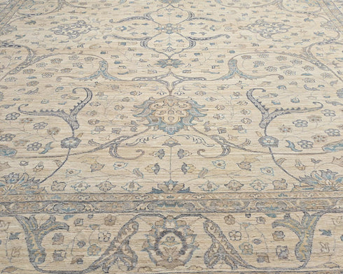 13x17 Zeigler Beige Afghan Hand Knotted Wool Area Rug